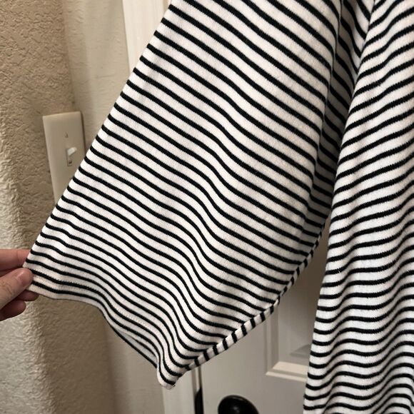 Quacker Factory Shirt Womens Size 2X Bumble Bee Embroidered Black White Striped - Picture 4 of 10